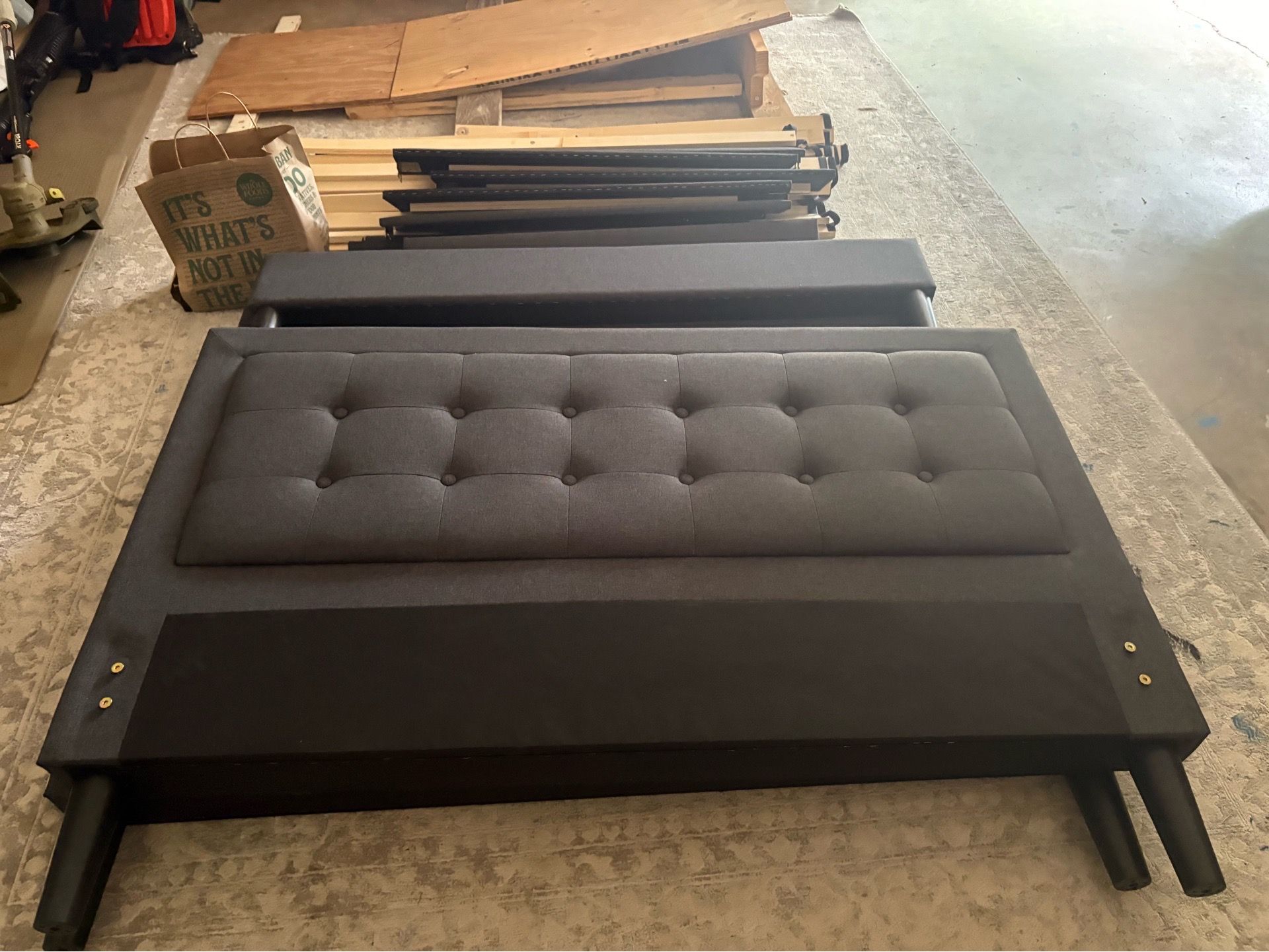 Charcoal Gray HeadBoard and FootBoard - fits full bed. No box spring needed!