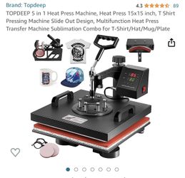 HEAT PRESS (15x15) 5 in 1 for Sale in Norco, CA - OfferUp