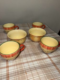 Pfaltzgraff Napoli LARGE Coffee Soup Latte Mugs set of 4and 2 bowl