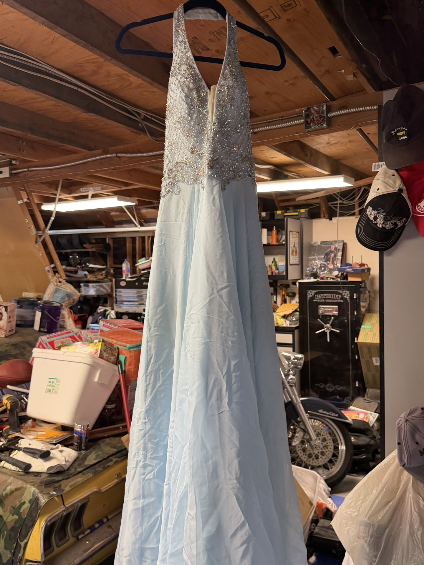 Light Blue Halter Top Prom Dress Sz 6