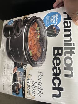 NIB Black Hamilton Beach 5 Quart Portable Slow Cooker
