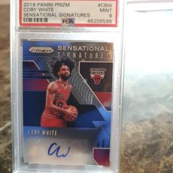 Coby White Autographed Prism PSA Gem Mint 9 Card