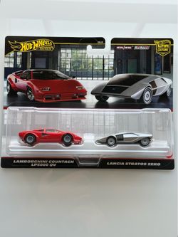 Hot Wheels Premium Car Culture 2-Pack – Lamborghini Countach LP5000 QV + Lancia Stratos Zero | NEW $15