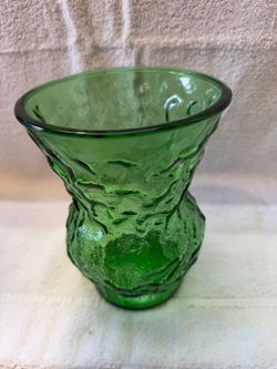Green Textured Glass Vase