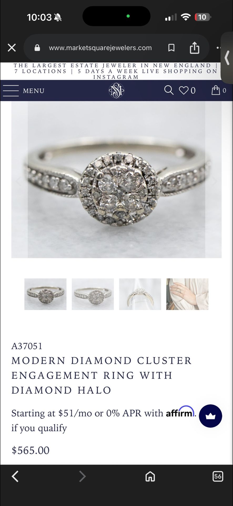 Halo Diamond Ring 8.5