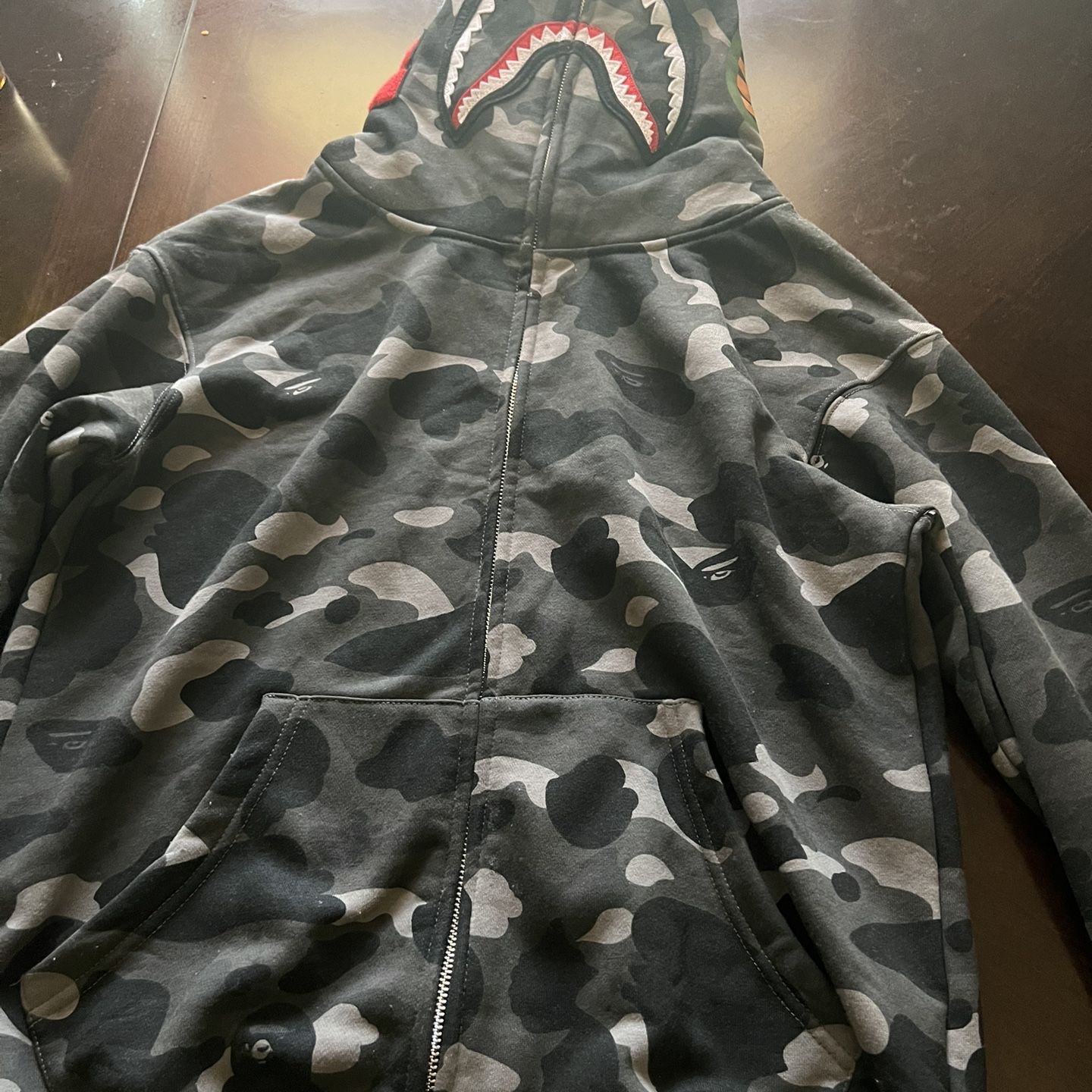 Black grey Camo Shark Bape Hoodie Full Zip up for Sale in Killeen TX OfferUp