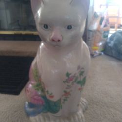 RARE XL Exquisite Hand Painted Porcelain Tobacco Cat - Da Qing Jiaqing   