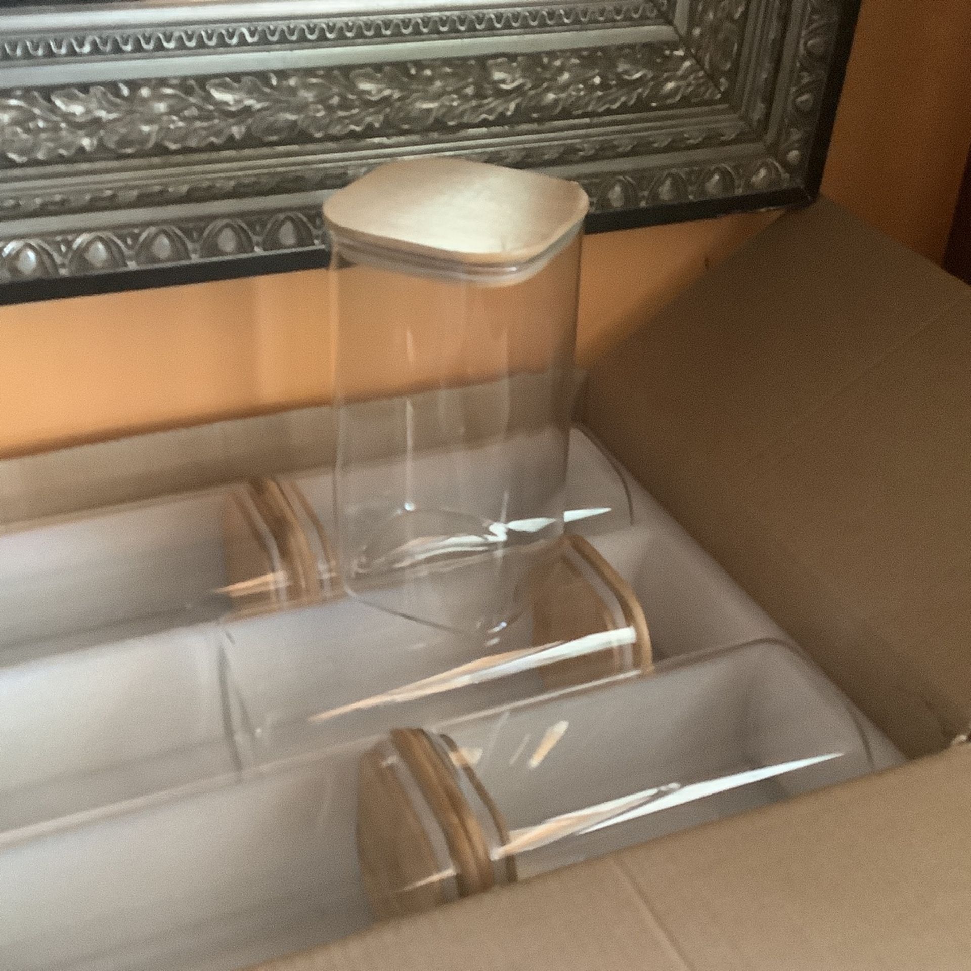 6 Brand New Storage Jars In Box. Organize