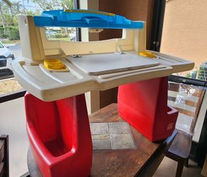 Kids, desk and chair.