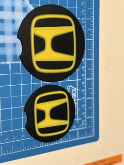 Custom 3D Honda Style Emblem – Yellow & Black Badge (Set of 2)