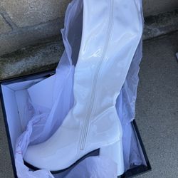 White Knee High Boots