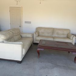 leather couch set with tables 