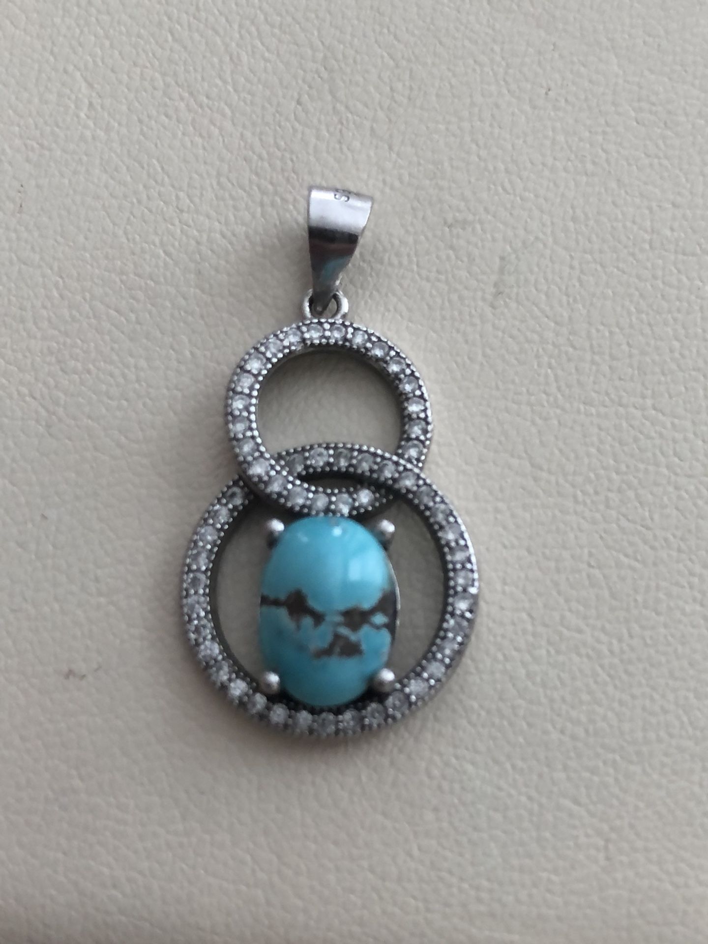 Natural Turquoise Pendant ,natural Turquoise (Firozeh Neyshabour) Sterling Silver 925,Cz .please Look At My Profile To See All Items