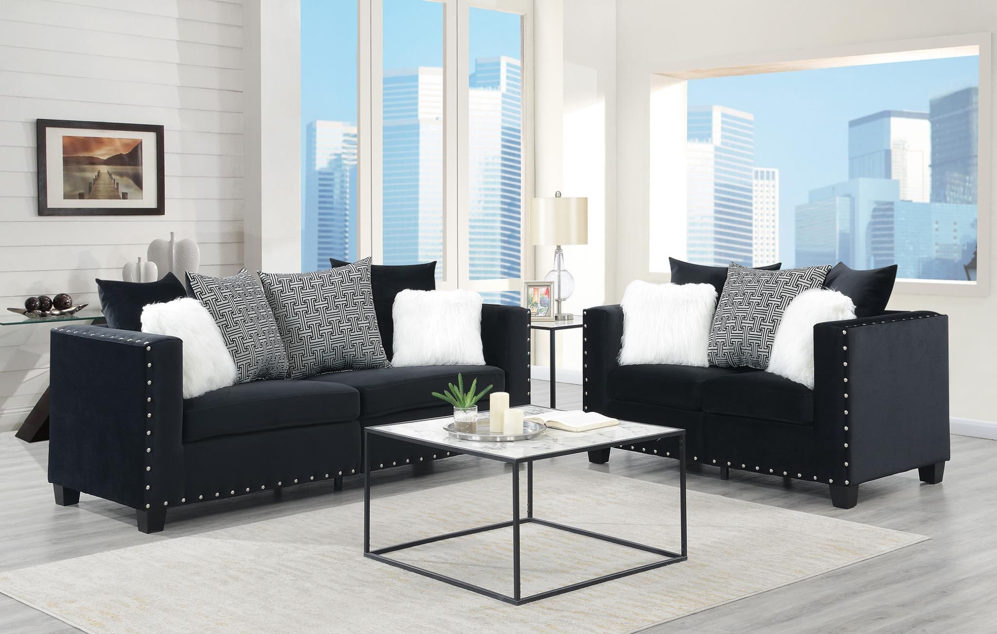 2pc BLACK SET SOFA LOVE SEAT GREY OR BLACK $1400