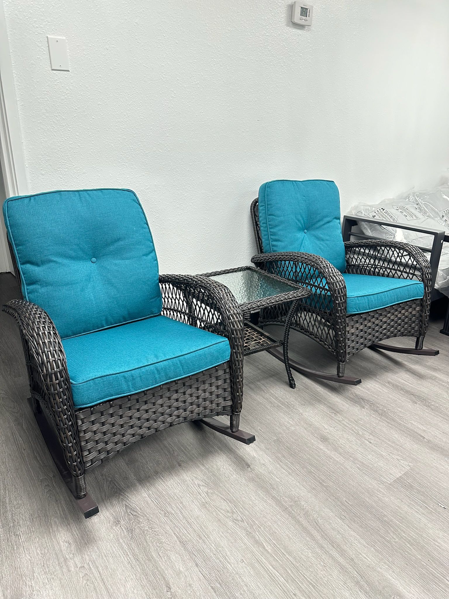 3pc Outdoor Patio Rocking Chair Set