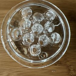 VTG 11 Hole Glass Flower Frog 4” Round & 1” W/ Rim