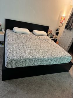 IKEA MALM KING BED WITH MATTRESS AND 2 SIDE TABLES