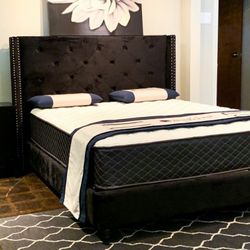 Brand New Black Queen Size Bed Frame With New Mattress/Fast Deliver 