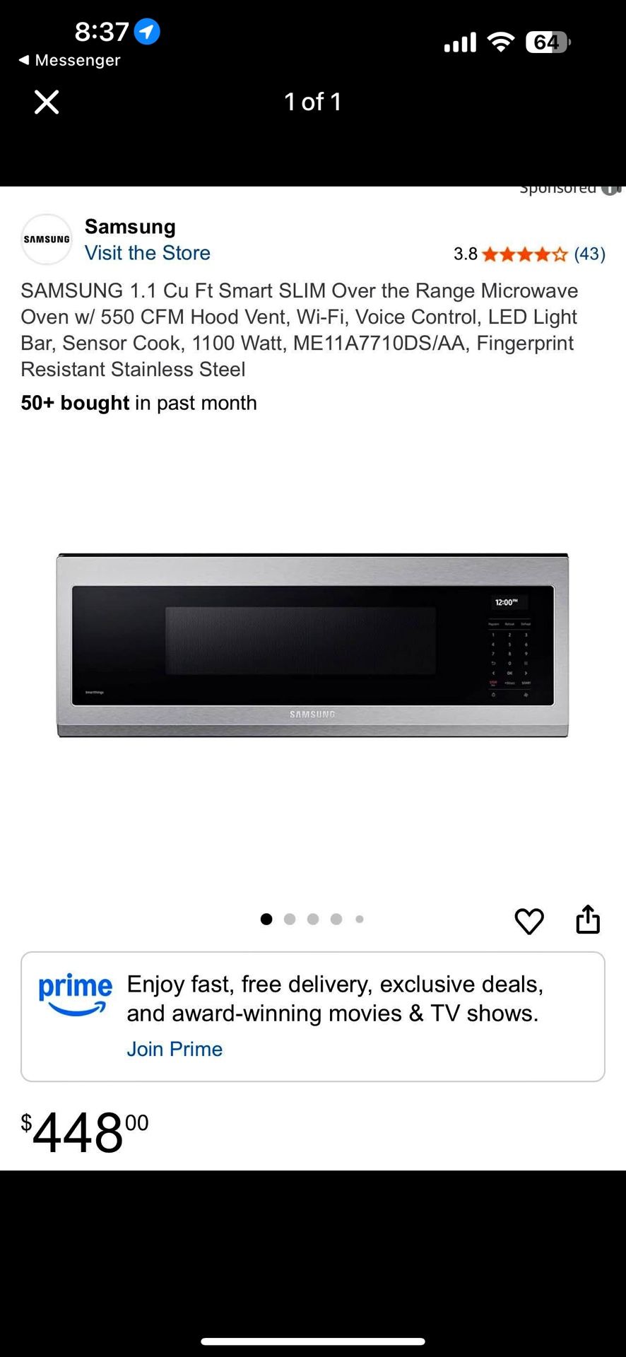Samsung Over Rang Microwave 