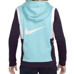 Nike Therma-FIT Elite Big Kids Large Full-Zip Basketball Hoodie Black White Blue
