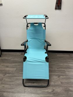 Folding Beach Lounge Chair with Wheels & Storage – Reclining – $40