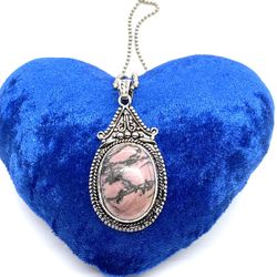 Sterling Rhodonite Pendant Necklace