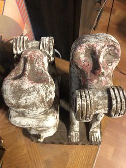 Tribal Art Twin Seated Monkeys