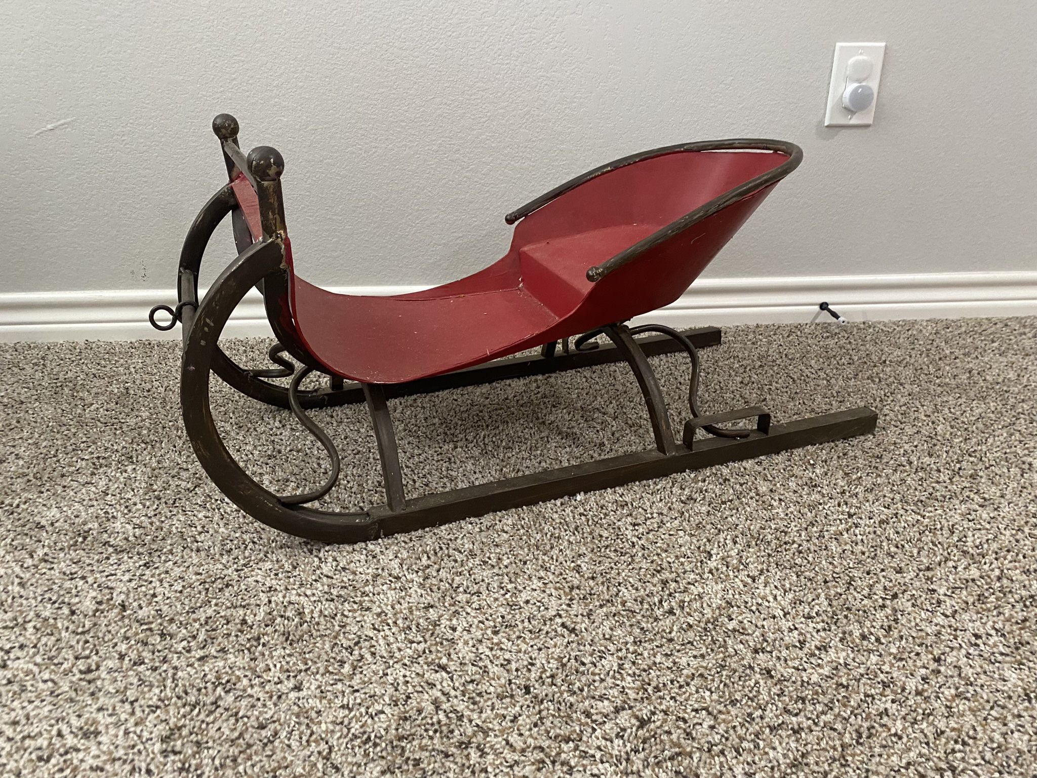 Large Red Metal Christmas Sled