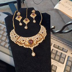 Bollywood Dancer Necklace, Earrings,Four head Decorations 