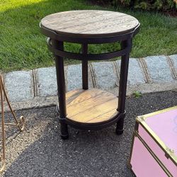 Metal And Wood Side Table 