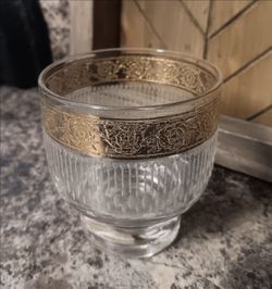 Vintage Culver Tyrol 22k Gold Footed Glasses, Set of 7, MCM mid century