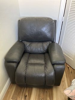 Gray leather recliner
