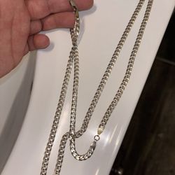 925 Silver Cuban Link Diamond Cut Chain 36 Inches Long 