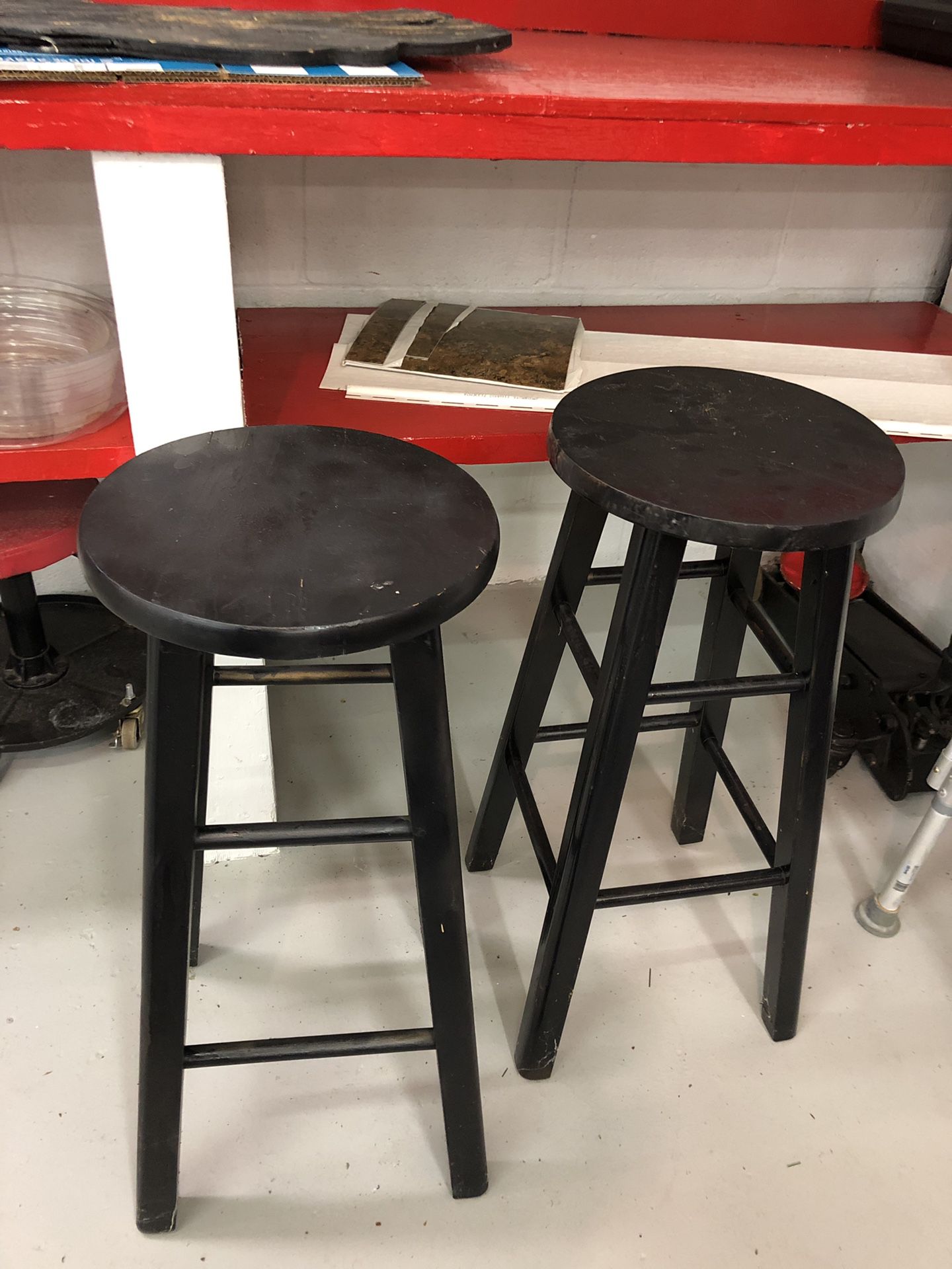 Two wooden stools