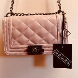 NEW Isabella Rhea Italian Leather Quilted Crossbody Bag Blush Pink