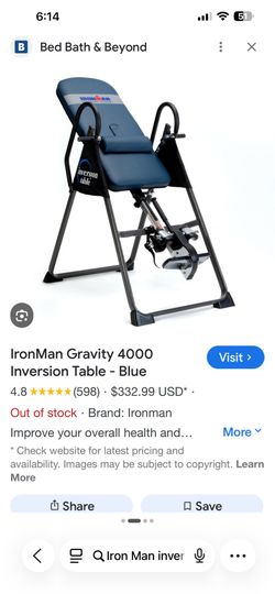 IronMan Gravity 4000  Inversion Table - Blue