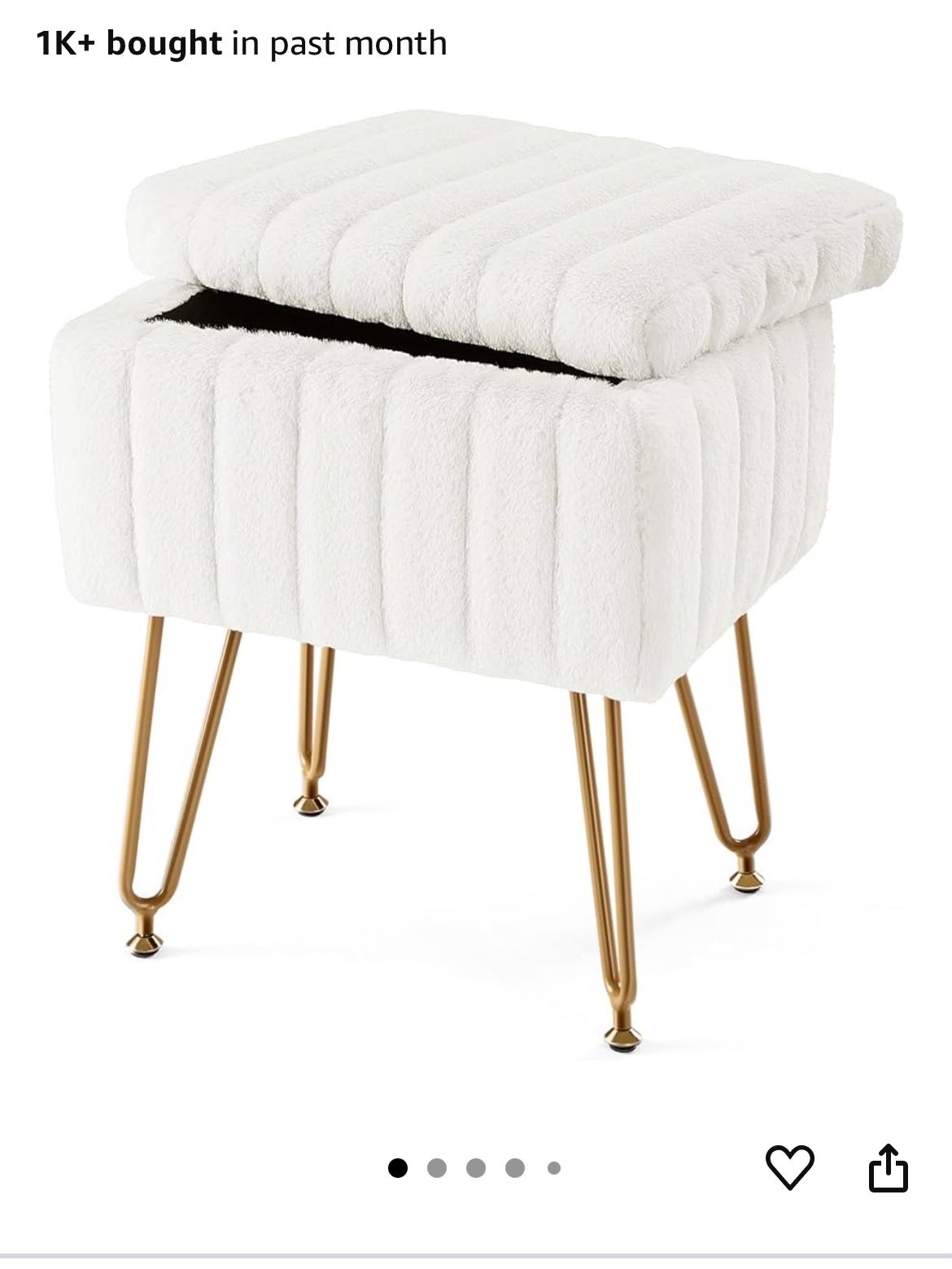Like New Ottoman Chair Faux Fur Ivory 