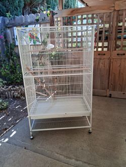 Tall Bird Cage White, rollers