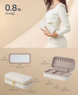 SONGMICS Travel Jewelry Case Travel Jewelry Box Organizer - Cloud White