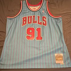 Retro Alternative Blue Pinstripe Dennis Rodman Bulls Jersey