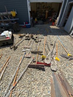 Sticks brooms shovels