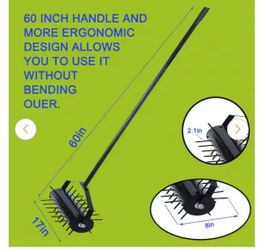 Black Handle Manual Rolling Lawn Aerator, Push Lawn Aerator for Lawns, Yards and Gardens