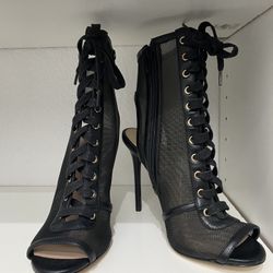 Aldo  Black Mesh Lace Up Bootie 
