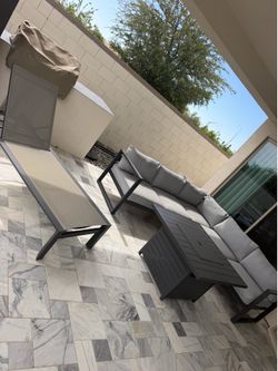 Living Spaces Ravelo Patio Furniture Firepit Chaise Sectional