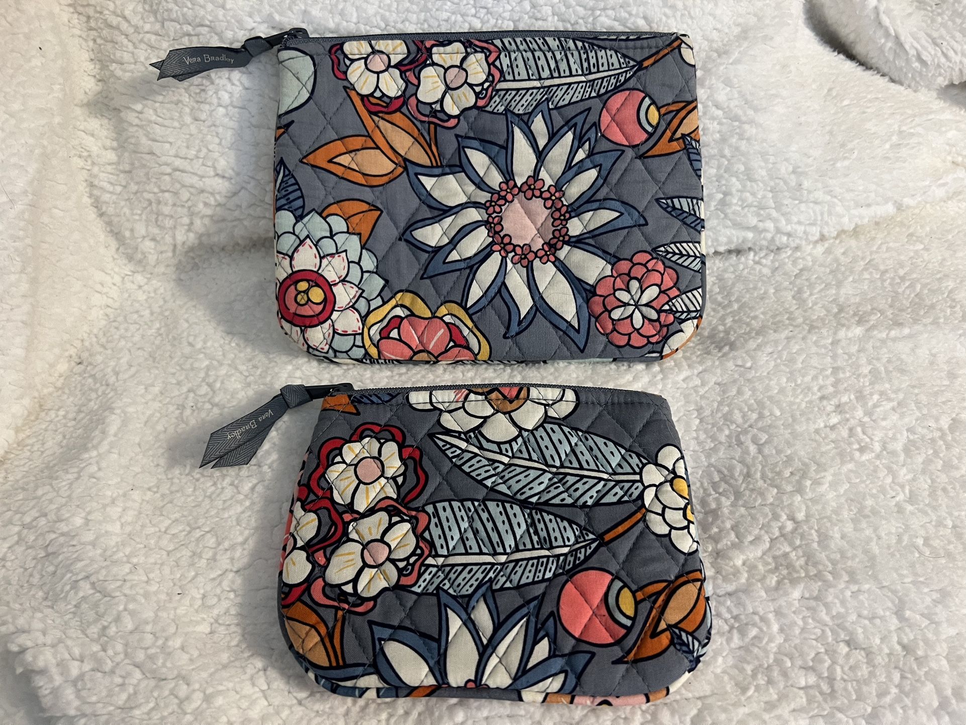 2 Piece Vera Bradley Cosmetic case flowers storage accessories makeup gift New