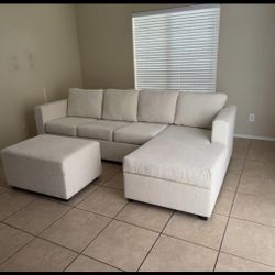 Sectional (L) Shaped Cream/ white