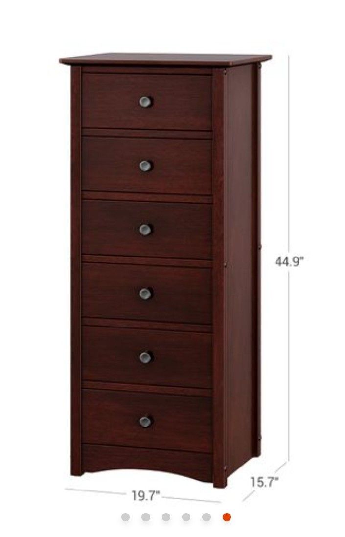 Dresser for Bedroom with 6 Drawers, Chest of Drawers, Solid Wood Frame, Storage Unit for Living Room, with Antique-Style Handles, Brown