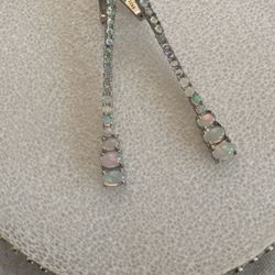 925 sterling Silver Rainbow Opal Dangle Earrings