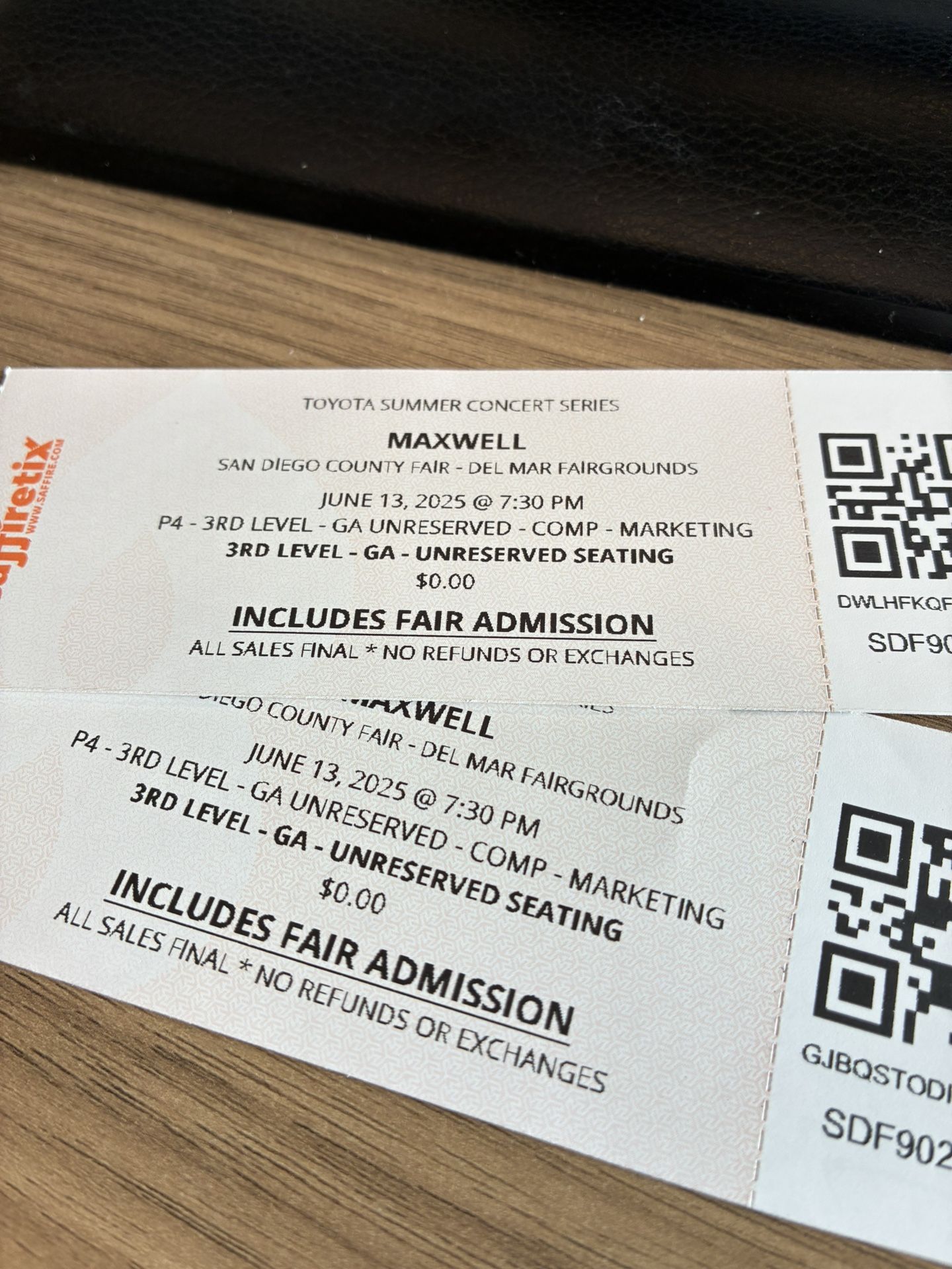 Tickets To Del Mar SDFair And Concert: MAXWELL
