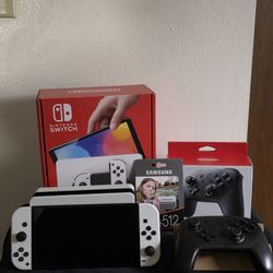 Nintendo Switch OLED White/Black  With Switch 1 Pro Controller And 512GB Samsung Evo Select SD Card